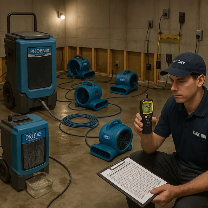 Structural Drying and Dehumidification process in Baylor County, TX